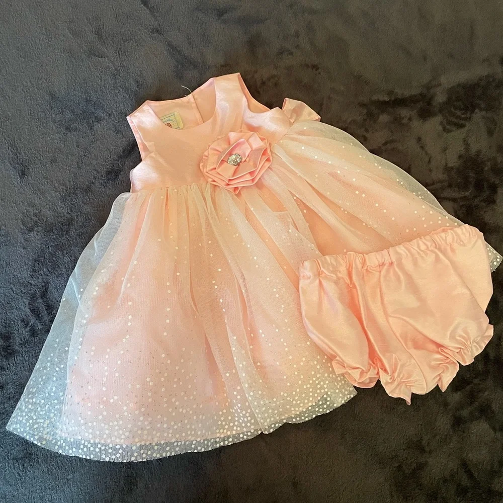 Marmellata blush pink toddler dress w/bloomers-Absolutely precious-EUC-Sz 9 mo - Picture 1 of 16